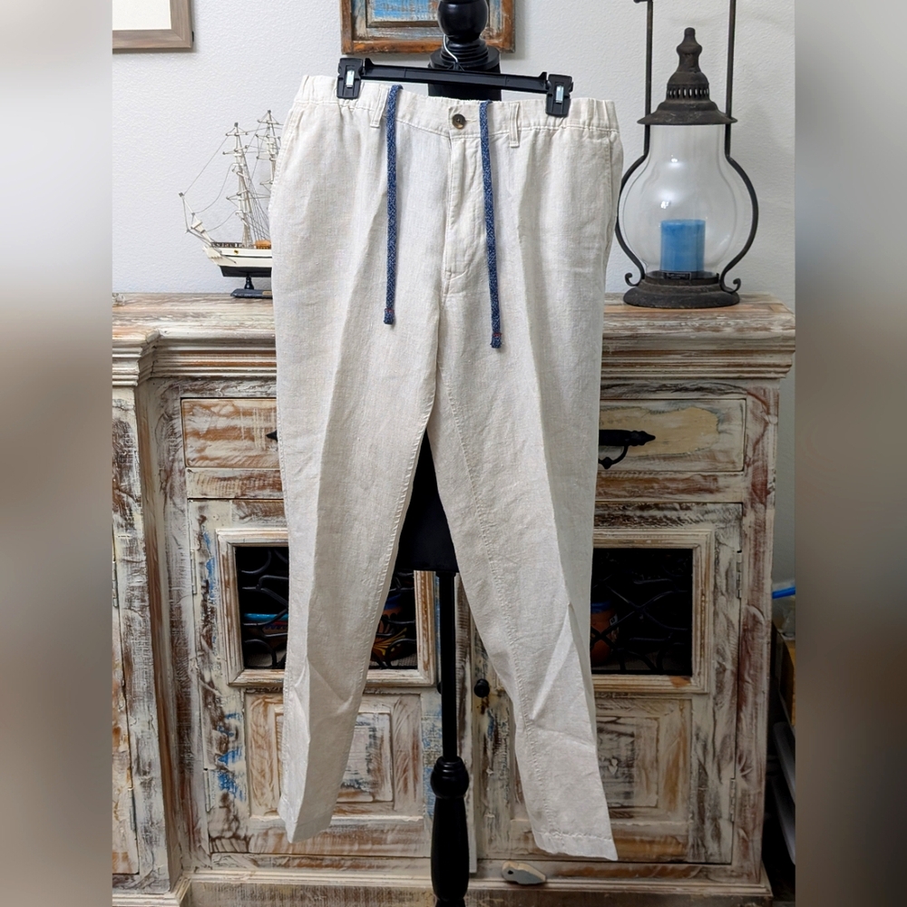 Caribbean Linen Pants, Natural Size 36 × 34 Men's